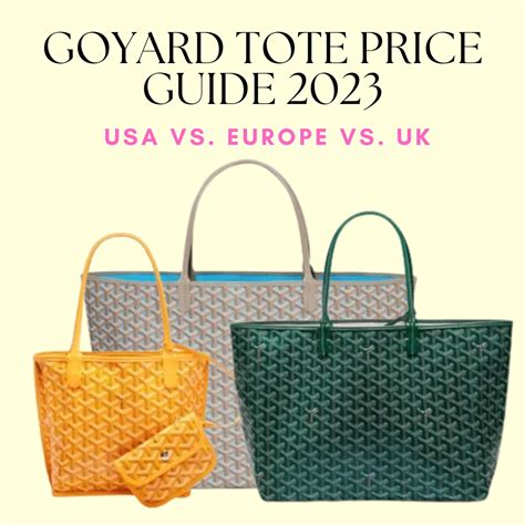 how much are goyard tote bags|goyard pricing 2023.